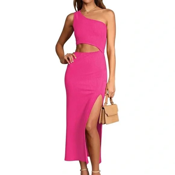 Dresses | Barbie Hot Pink Cutout Midi Dress | Poshmark